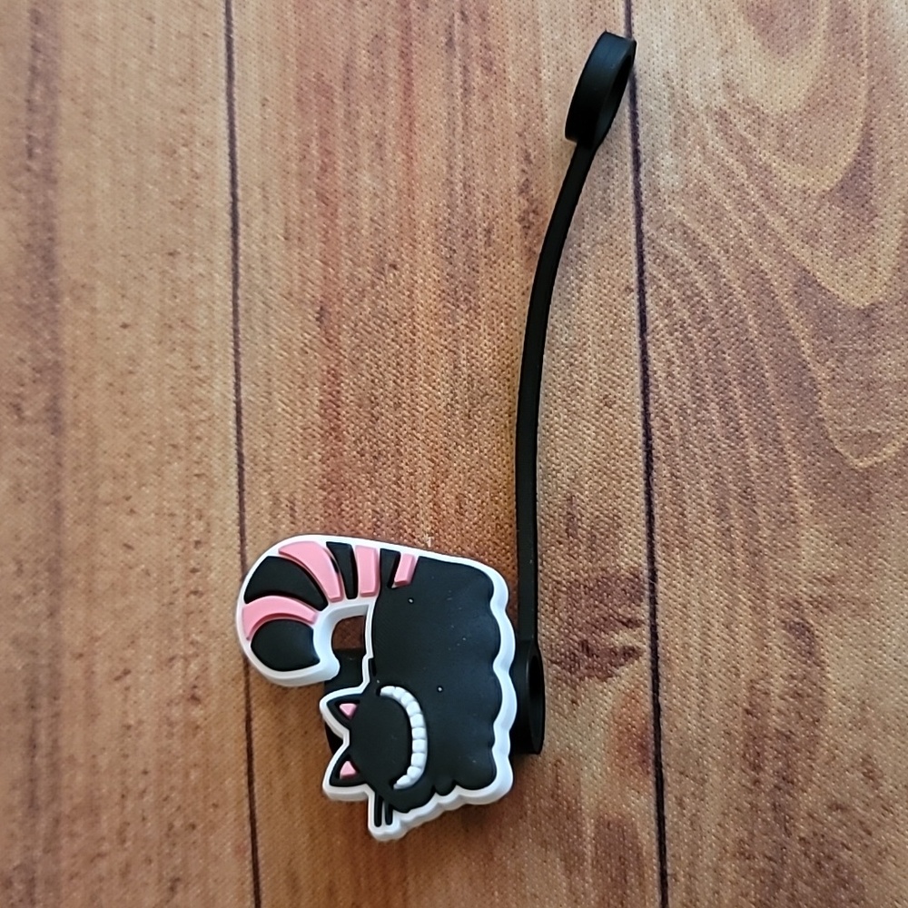 Cheshire Black Cat Straw Topper  Silicone 10mm / 0.4 in Cap Accessory